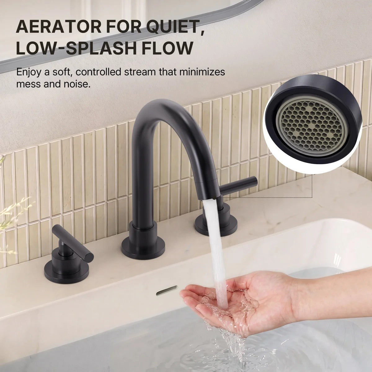 Widespread Bathroom Faucet 3 Hole, 2-Handle Bathroom Sink Faucet LP02088-YS - Gun Gray