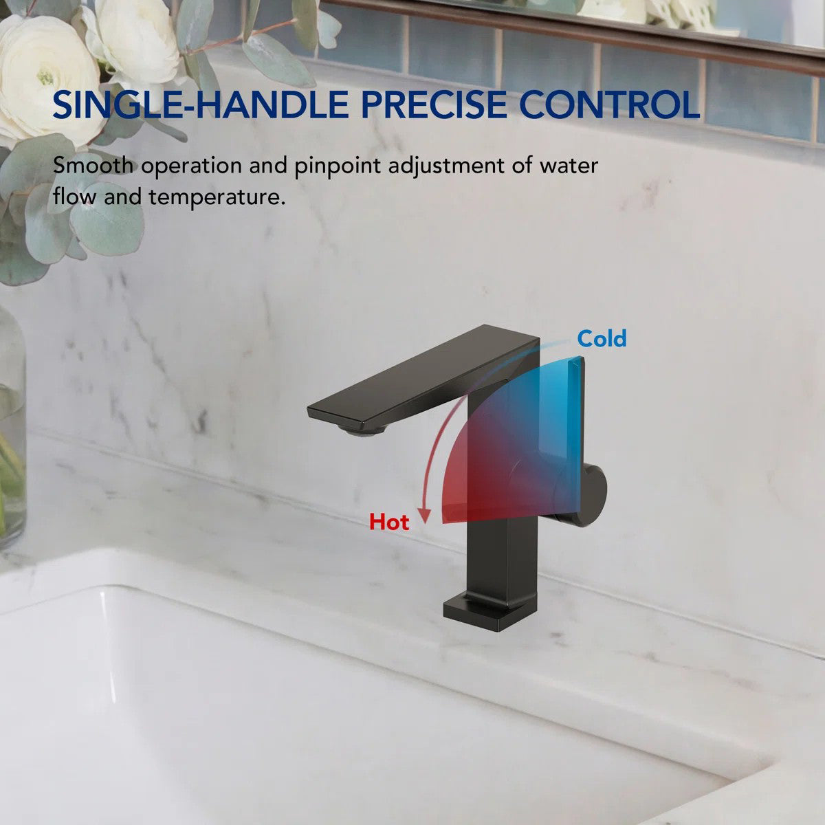 Single Hole Bathroom Faucet with Drain Assembly, Single Handle Bathroom Sink Faucet LP44319-YS - Matte Black