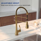 Commercial-Style 2-Function Pull-Down Single-Handle Kitchen Faucet LP0611-CF - Brushed Gold