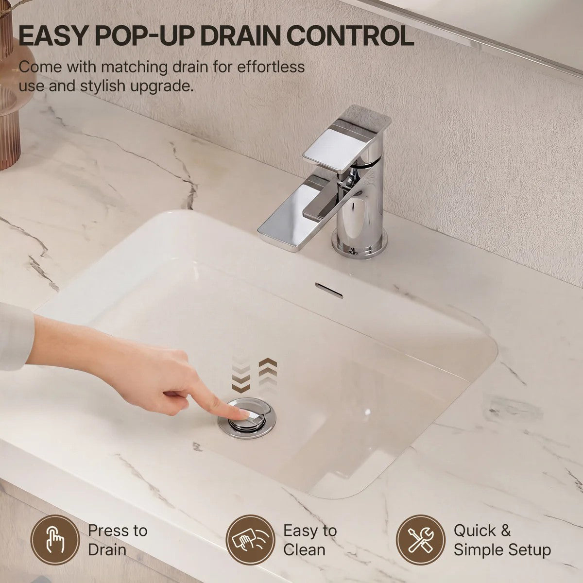 Single Hole Bathroom Faucet with Drain Assembly, Single Handle Bathroom Sink Faucet LP002101-YS - Chrome