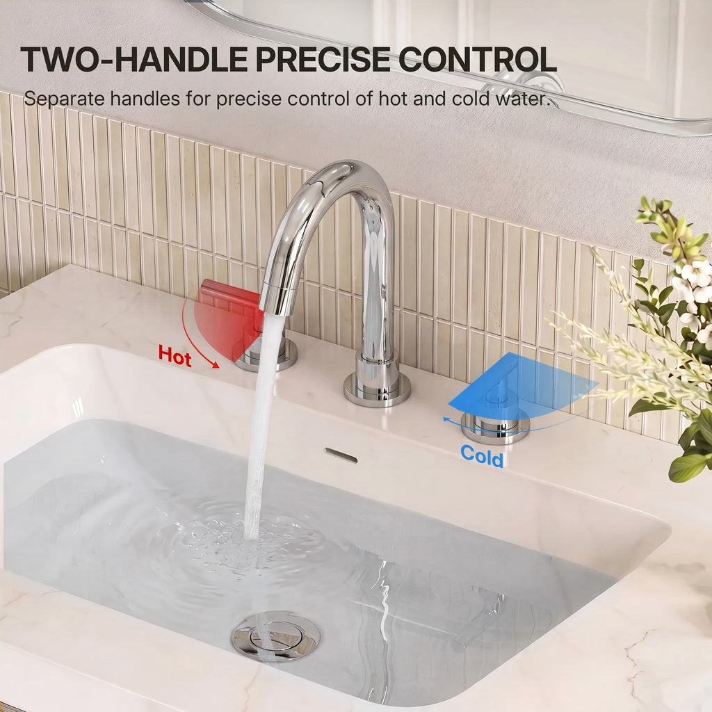 Widespread Bathroom Faucet 3 Hole, 2-Handle Bathroom Sink FaucetLP02006-YS - Chrome