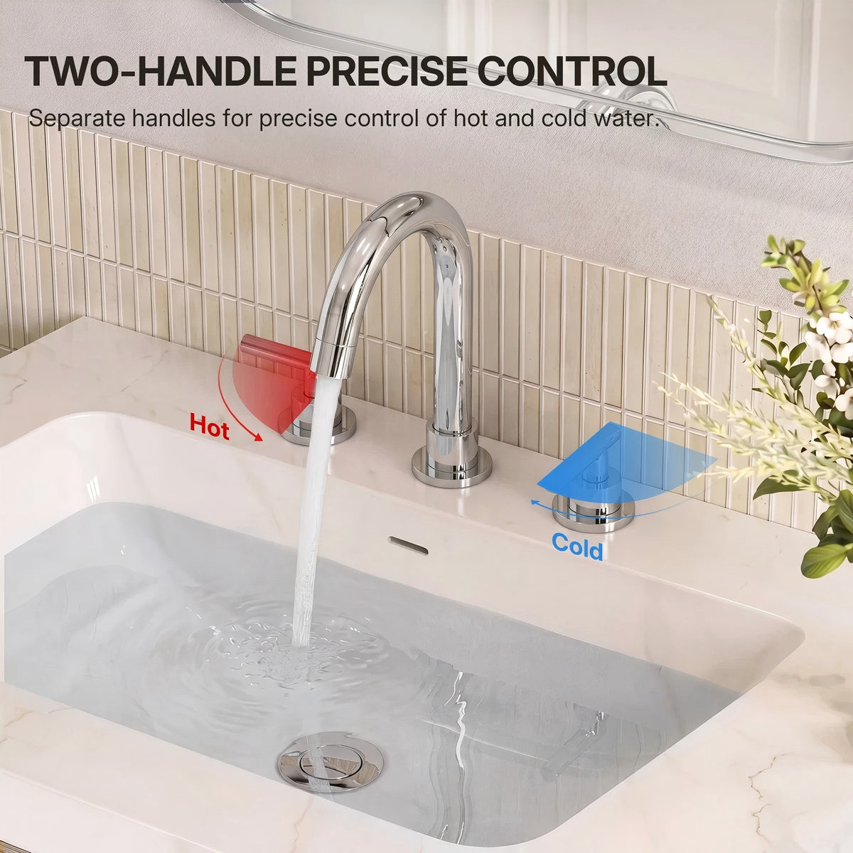 Widespread Bathroom Faucet 3 Hole, 2-Handle Bathroom Sink FaucetLP02006-YS - Chrome