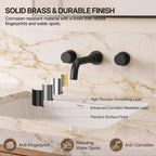 Wall Mounted Bathroom Faucet 3 Hole,2-Handle Bathroom Sink Faucet with Drain Assembly, Matte Black LP01019883-YS - Matte Black