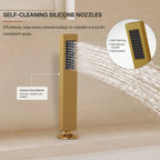 3 Handle Deck Mount Roman Tub Faucet with Waterfall Spout & Handheld Shower LP77865-YS - Brushed Gold