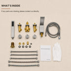 3 Handle Deck Mount Roman Tub Faucet with Waterfall Spout & Handheld Shower LP779921-YS - Brushed Nickel