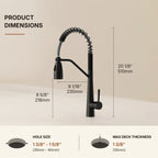 Commercial Dual-Function Pull Down Kitchen Faucet with High Arc Spring Spout LP0557-CFK - Matte Black
