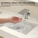 Single Hole Bathroom Faucet, Single-Handle Waterfall Sink Faucet with Drain Assembly LP0168-YS - Brushed Nickel