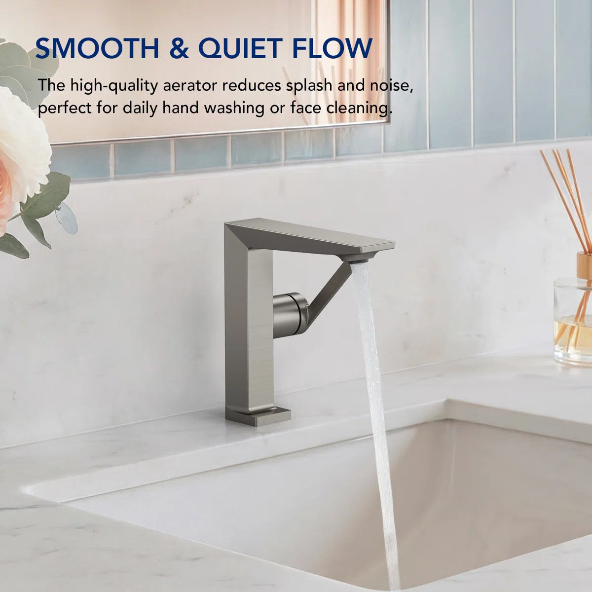 Single Hole Bathroom Faucet with Drain Assembly, Single Handle Bathroom Sink FaucetLP77658- Brushed Nickel