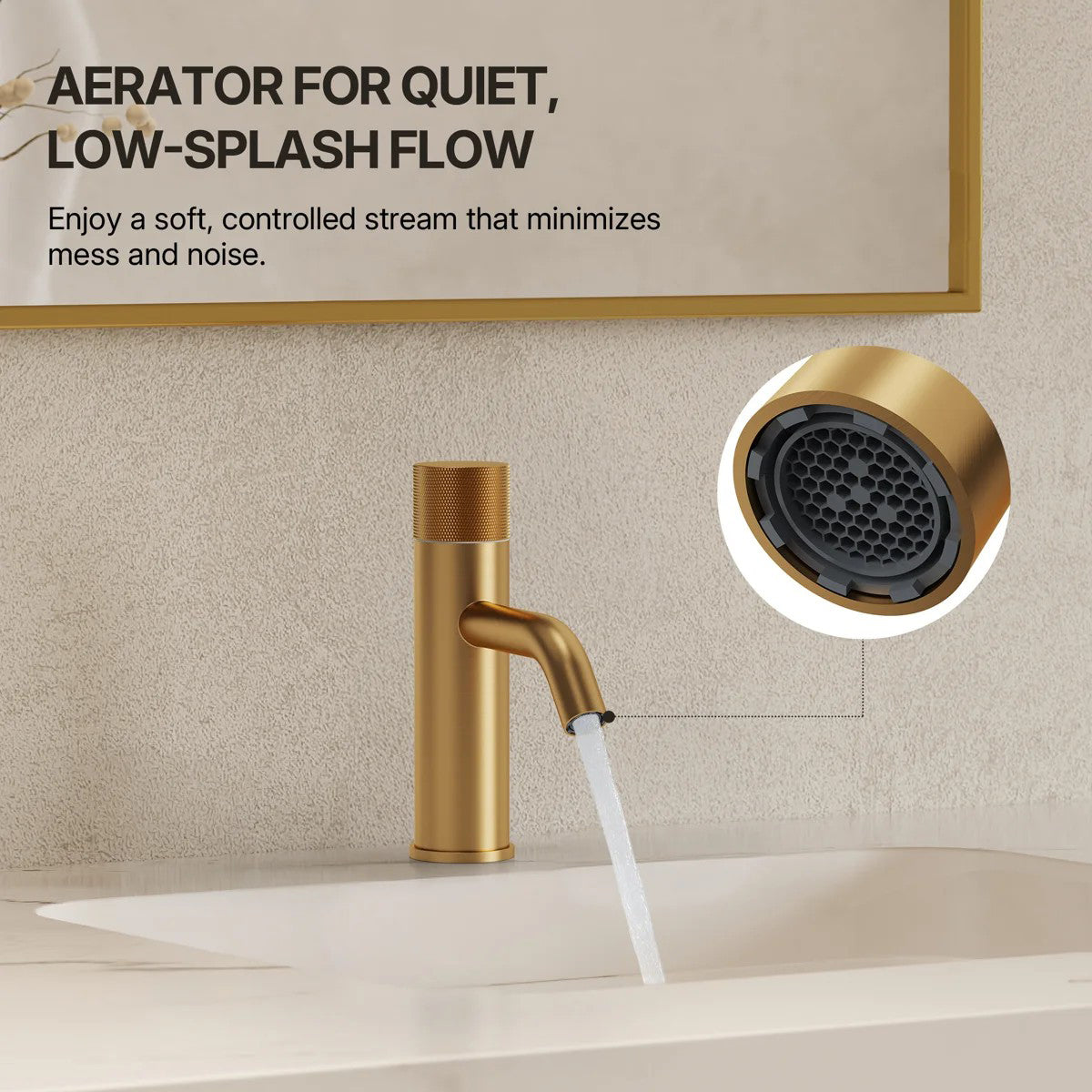 Single Hole Bathroom Faucet,Knob Single Handle Bathroom Sink Faucet with Drain Assembly LP0086-YS - Brushed Gold