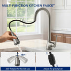 Pull Down Kitchen Sink Faucet, Single Handle Kitchen Faucet with Swivel Spout LP32CF-SS - Stainless Steel