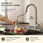 Dual-Function Single-Handle Pull-Down Kitchen Faucet with Deck Plate LP08812-CF- Brushed Nickel