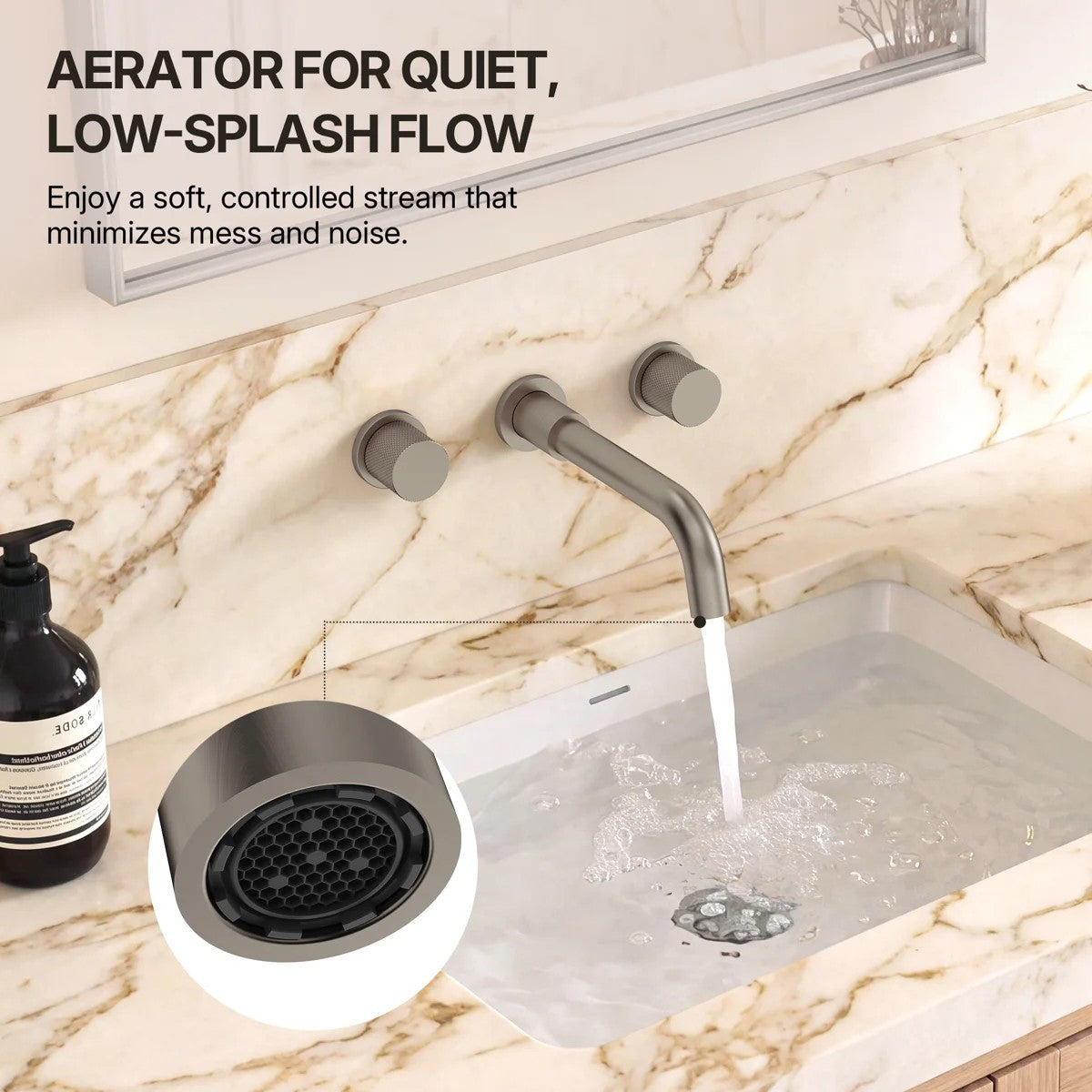 Wall Mounted Bathroom Faucet 3 Hole,2-Handle Bathroom Sink Faucet with Drain Assembly, Brushed Nickel LP0019103-YS - Brushed Nickel