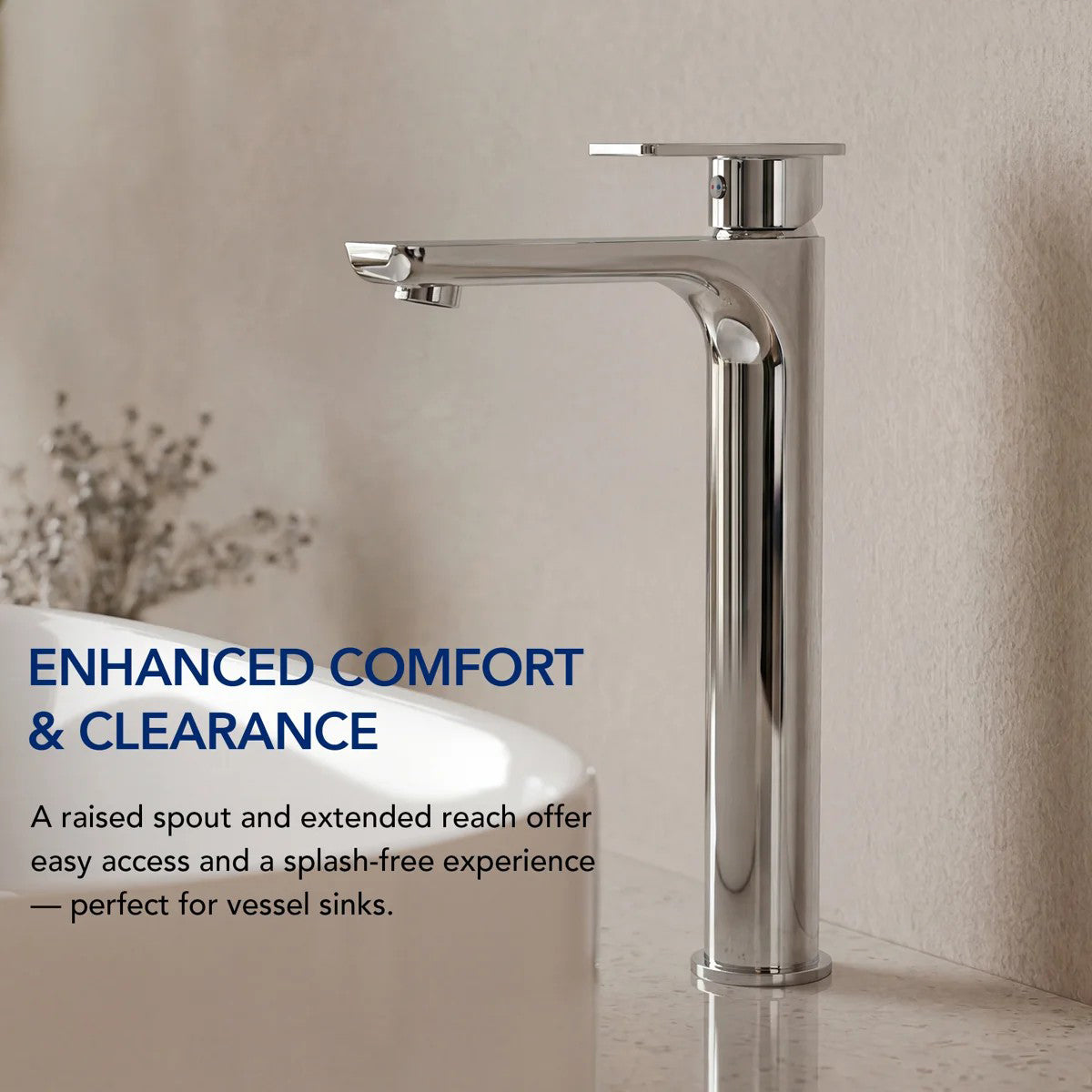 Single Hole Vessel Bathroom Faucet, Single Handle Bathroom Sink Faucet with Drain Assembly LP0098-YS - Chrome