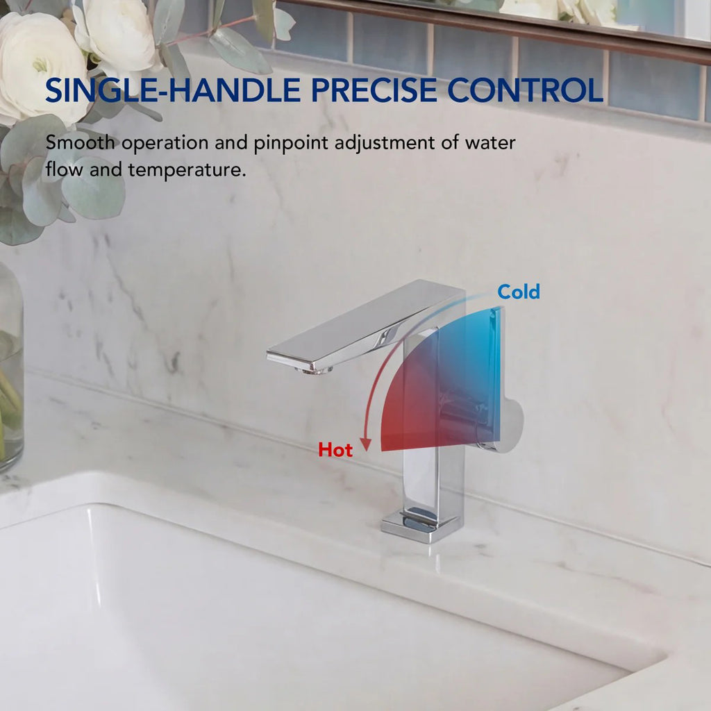 Single Hole Bathroom Faucet with Drain Assembly, Single Handle Bathroom Sink Faucet LP553019-YS - Chrome
