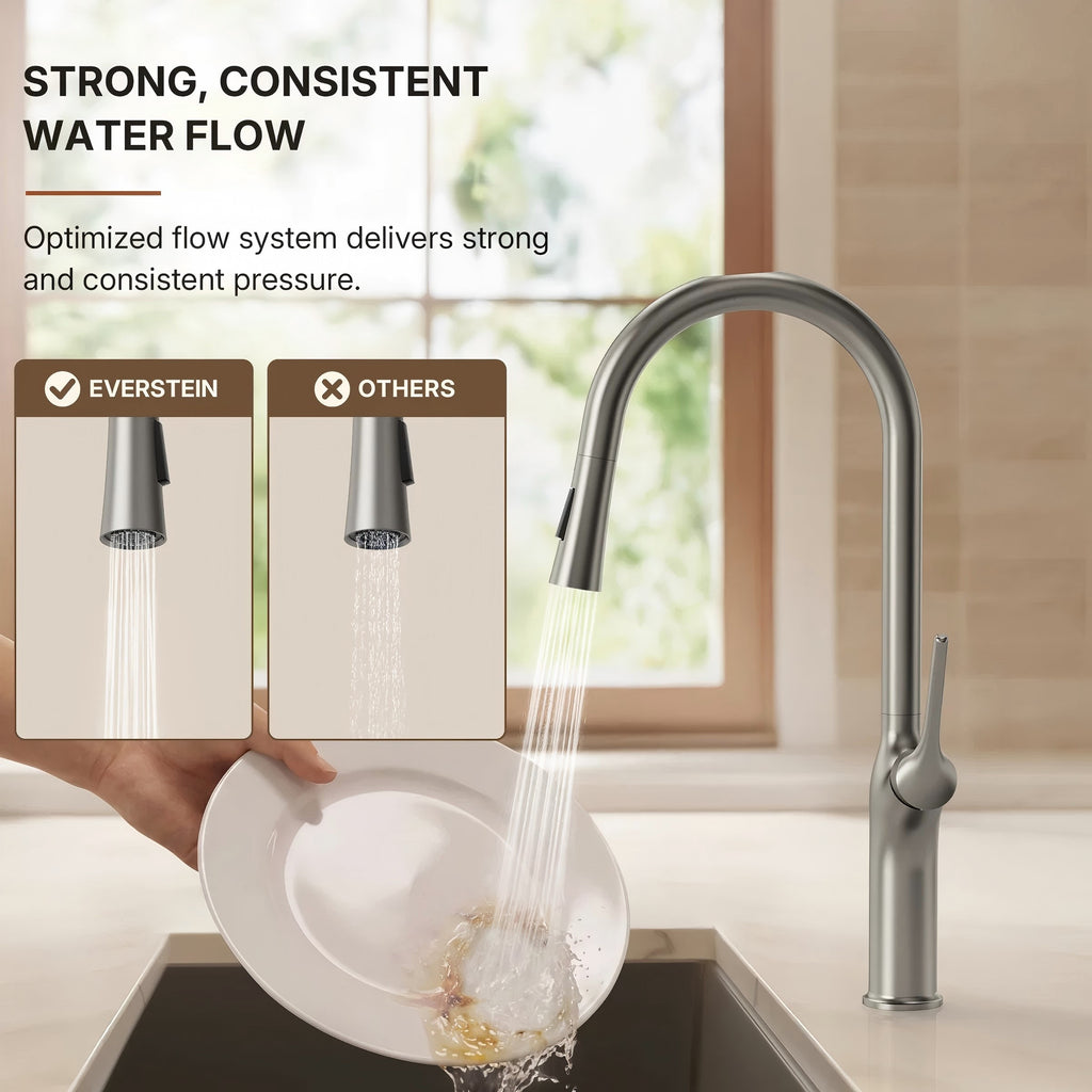 Pull Down Single Handle Kitchen Faucet with Dual Function LP0998-CF - Stainless Steel