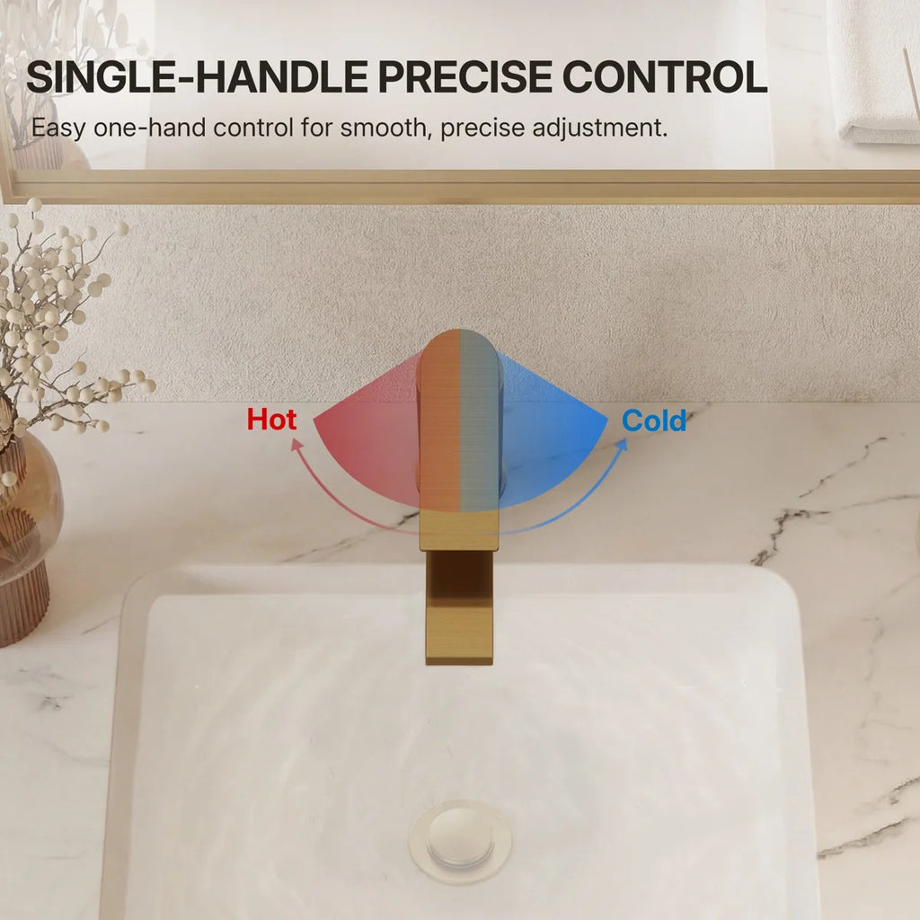 Single Hole Bathroom Faucet, Single Handle Bathroom Sink Faucet with Drain Assembly LP011235-YS - Brushed Gold