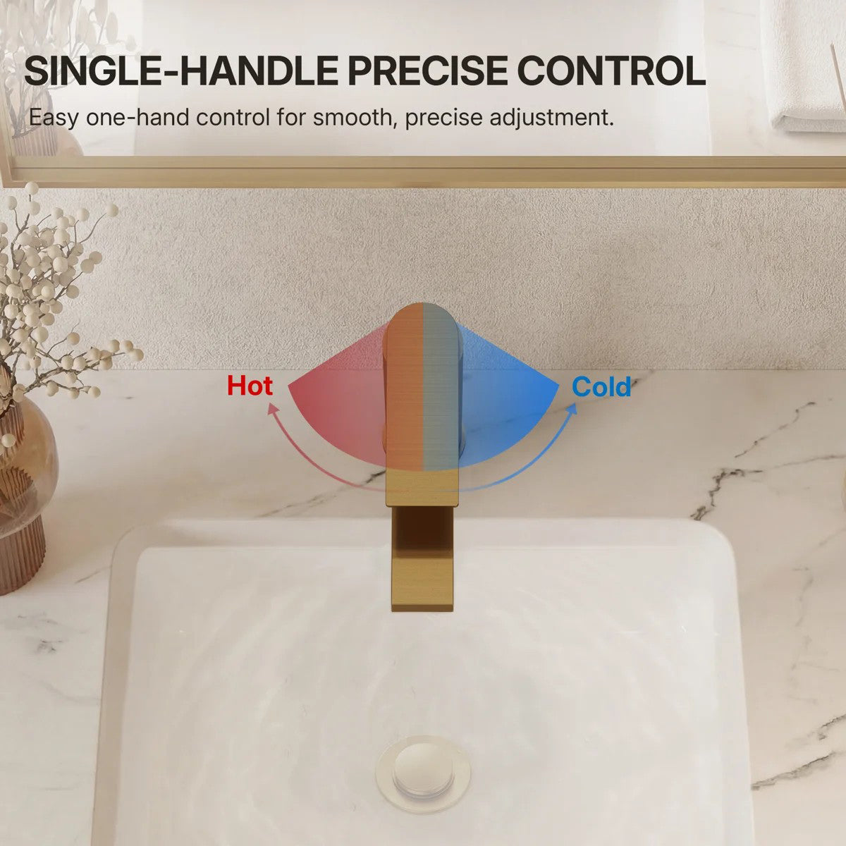 Single Hole Bathroom Faucet, Single Handle Bathroom Sink Faucet with Drain Assembly LP011235-YS - Brushed Gold
