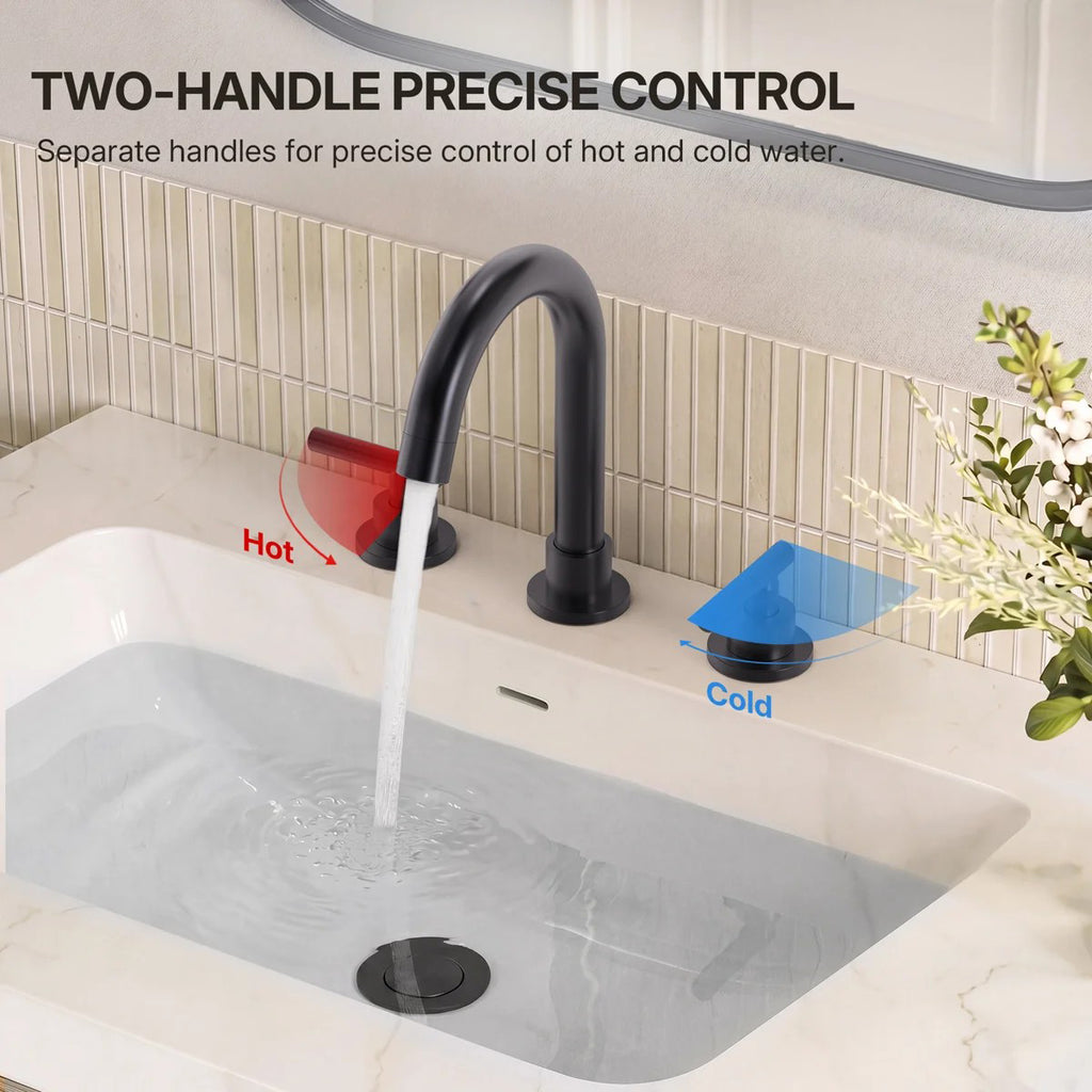 Widespread Bathroom Faucet 3 Hole, 2-Handle Bathroom Sink Faucet LP02088-YS - Gun Gray