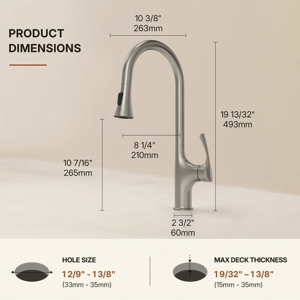 Pull-Down Single Handle Kitchen Faucet with High-Arc Spout LP0668-CF Stainless Steel