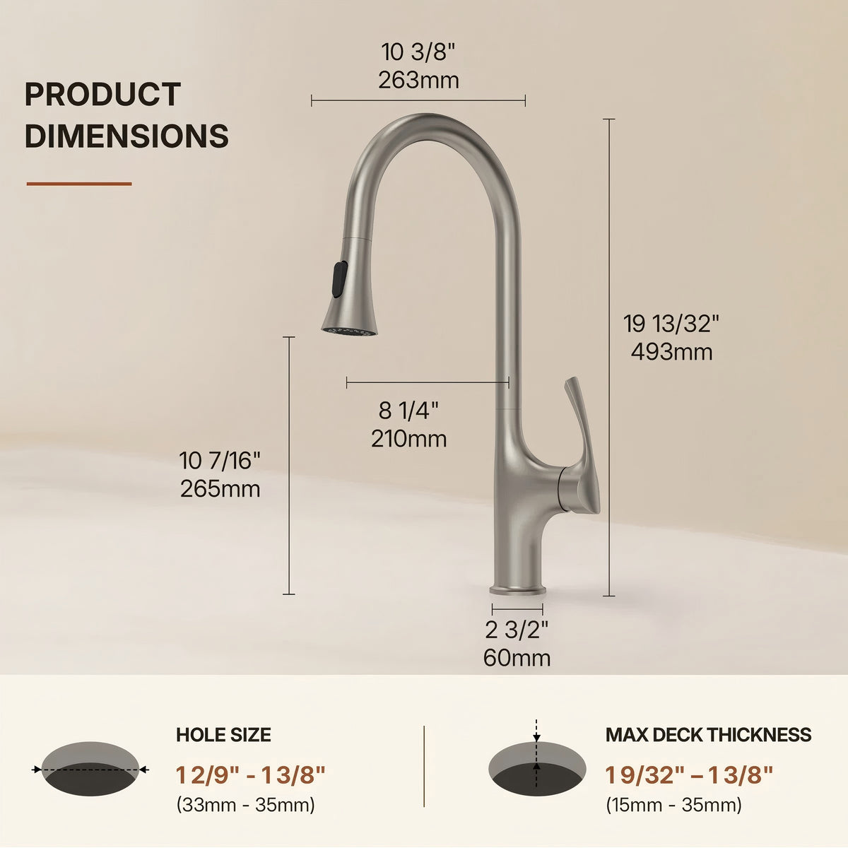 Pull-Down Single Handle Kitchen Faucet with High-Arc Spout LP0668-CF Stainless Steel