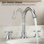 Widespread 3-Hole Bathroom Sink Faucet, 2-Handle Faucet with Wheel Knob Handles and Drain Assembly LP0910-YS - Chrome