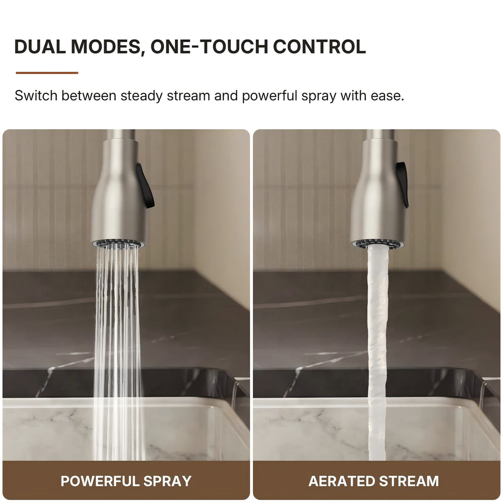 Commercial Style Dual Function Single Handle Pull Down Kitchen Faucet LP051-CF - Stainless Steel