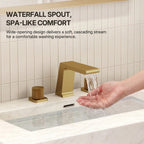 Widespread Bathroom Faucet 3 Hole, 2-handle Bathroom Sink Faucet with Drain Assembly LP00340-YS - Brushed Gold