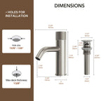 Single Hole Bathroom Faucet,Knob Single Handle Bathroom Sink Faucet with Drain Assembly LP0087-YS - Brushed Nickel