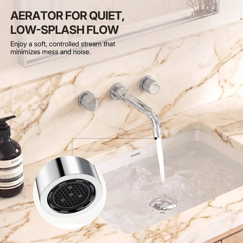 Wall Mounted Bathroom Faucet 3 Hole,2-Handle Bathroom Sink Faucet with Drain Assembly, Chrome LP001012-YS - Chrome
