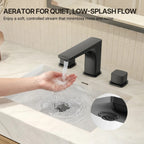 Widespread Bathroom Faucet 3 Hole, 2-handle Bathroom Sink Faucet with Drain Assembly LP03390-YS - Matte Black