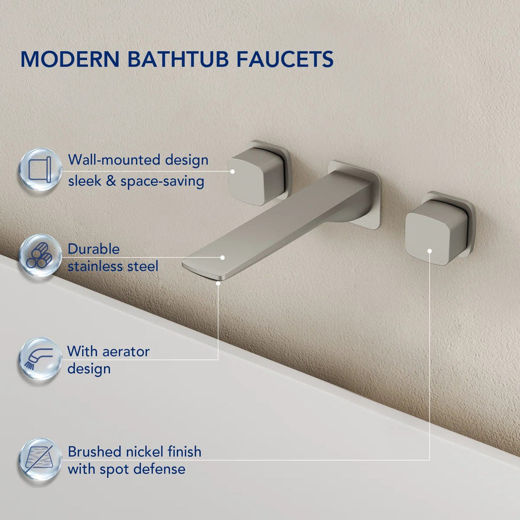 2-Handle Wall Mounted Roman Tub Faucet with Rough-In Valve LP081102-YG - Brushed Nickel