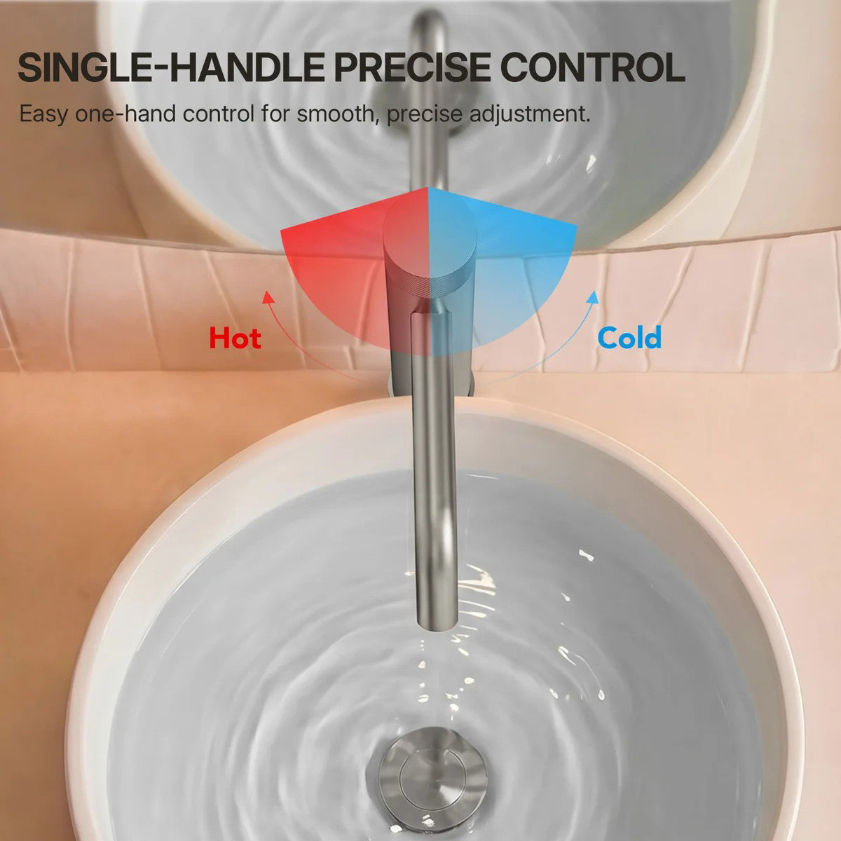 Single Hole Bathroom Vessel Faucet, Single Handle Bathroom Vessel Sink Faucet with Drain Assembly LP0229983-YS - Brushed Nickel