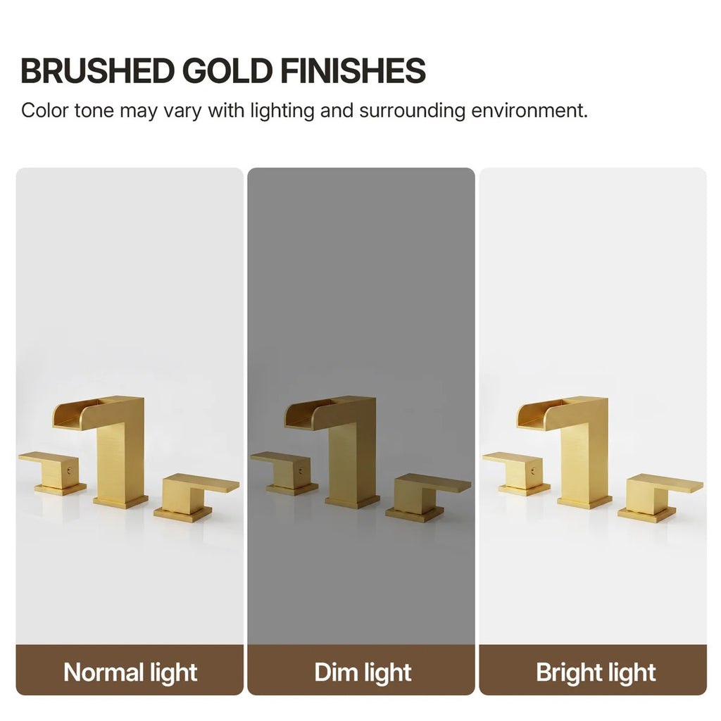 Widespread Bathroom Faucet 3 Hole, 2-Handle Bathroom Sink Faucet with Drain Assembly LP022304-YS - Brushed Gold