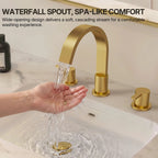 Widespread Bathroom Faucet 3 Hole, 2-handle Bathroom Sink Faucet with Drain Assembly LP00503-YS - Brushed Gold
