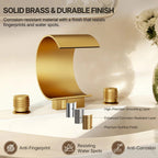 Widespread Bathroom Faucet 3 Hole, 2-handle Bathroom Sink Faucet with Drain Assembly LP550181-YS - Brushed Gold