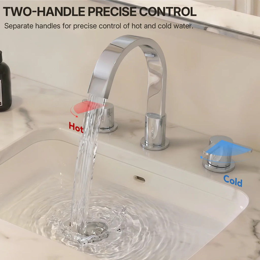 Widespread Bathroom Faucet 3 Hole, 2-Handle Bathroom Sink Faucet with Drain Assembly LP66138-YS - Chrome