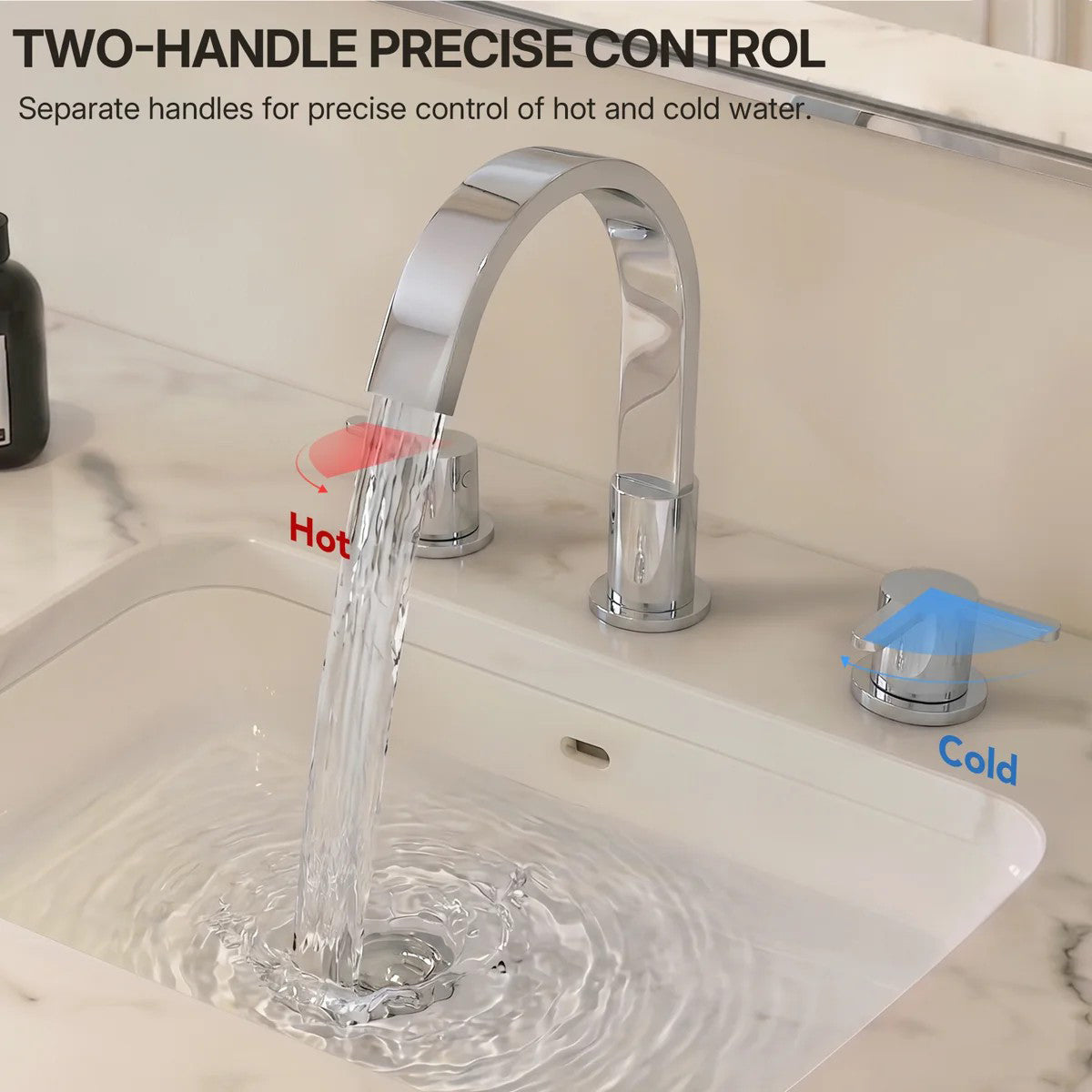 Widespread Bathroom Faucet 3 Hole, 2-Handle Bathroom Sink Faucet with Drain Assembly LP66138-YS - Chrome