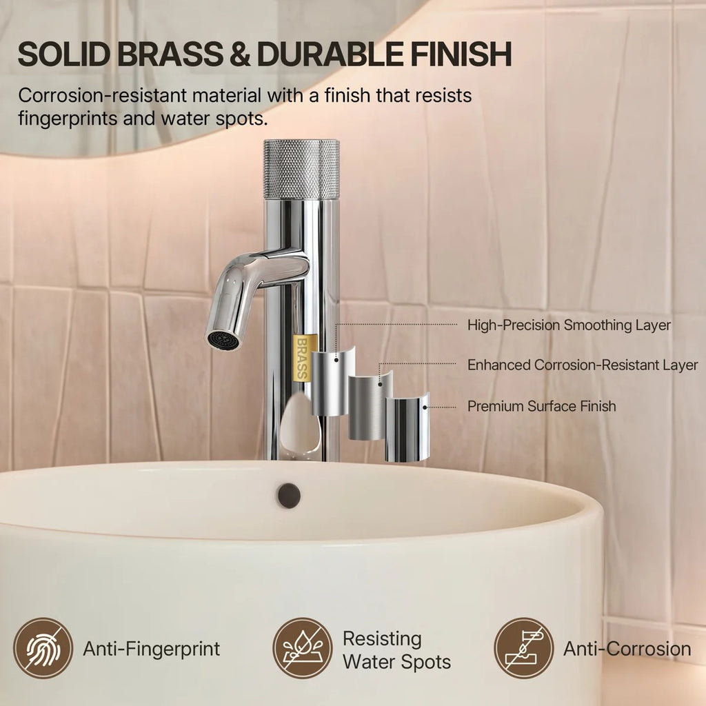 Single Hole Bathroom Vessel Faucet, Single Handle Bathroom Vessel Sink Faucet with Drain Assembly LP0221240-YS - Chrome