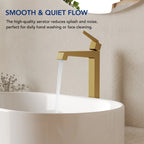 Single Hole Vessel Bathroom Faucet with Drain Assembly, Single Handle Vessel Bathroom Sink Faucet LP0850-YS - Brushed Gold
