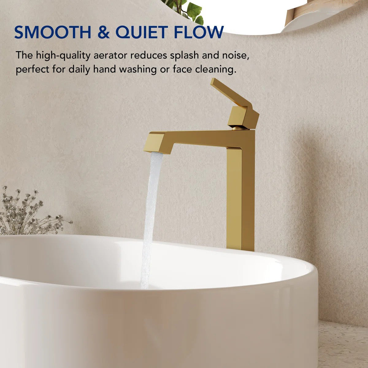 Single Hole Vessel Bathroom Faucet with Drain Assembly, Single Handle Vessel Bathroom Sink Faucet LP0850-YS - Brushed Gold