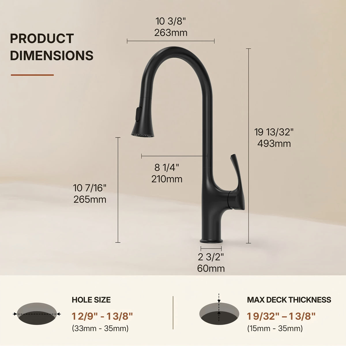 Pull-Down Single Handle Kitchen Faucet with High-Arc Spout LP0669-CF - Matte Black
