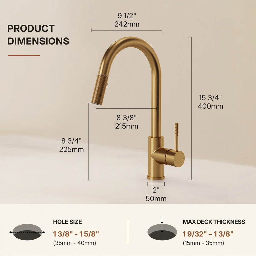 Dual Function Pull-Down Kitchen Faucet , Single Handle Sink Faucet LP013321-CF - Brushed Gold