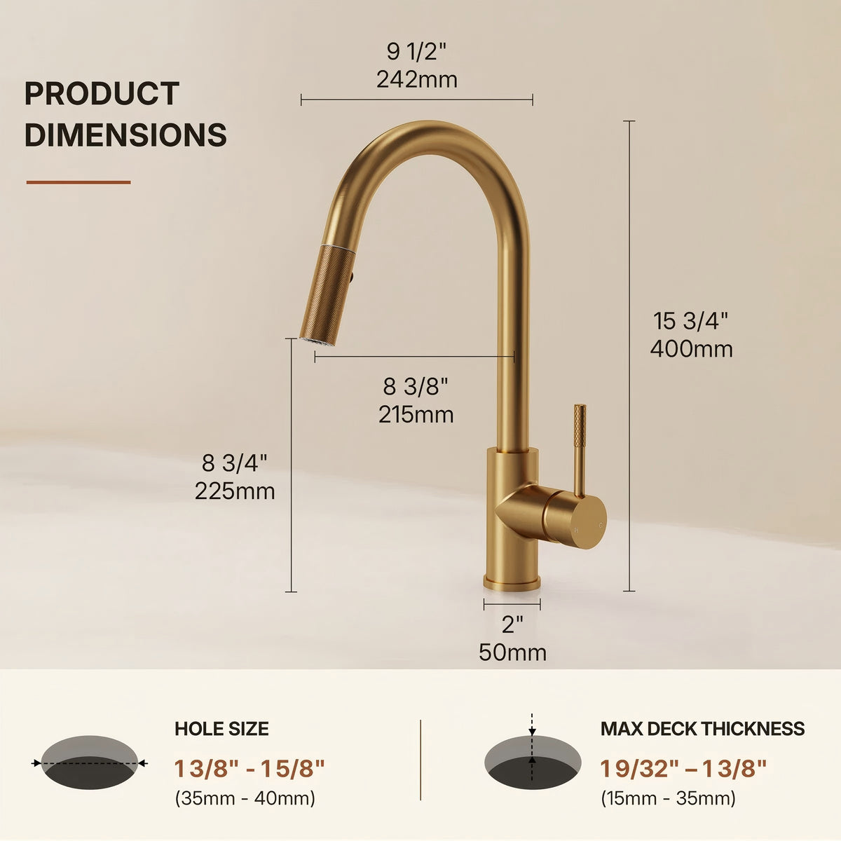 Dual Function Pull-Down Kitchen Faucet , Single Handle Sink Faucet LP013321-CF - Brushed Gold