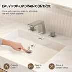 Widespread Bathroom Faucet 3 Hole, 2-handle Bathroom Sink Faucet with Drain Assembly LP00129-YS - Brushed Nickel