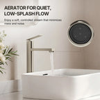 Single Hole Vessel Bathroom Faucet, Single Handle Vessel Bathroom Sink Faucet with Drain Assembly LP0094-YS - Brushed Nickel