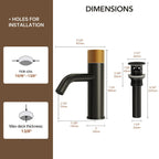 Single Hole Bathroom Faucet,Knob Single Handle Bathroom Sink Faucet with Drain Assembly LP0088-YS - Matte Black/Brushed Gold