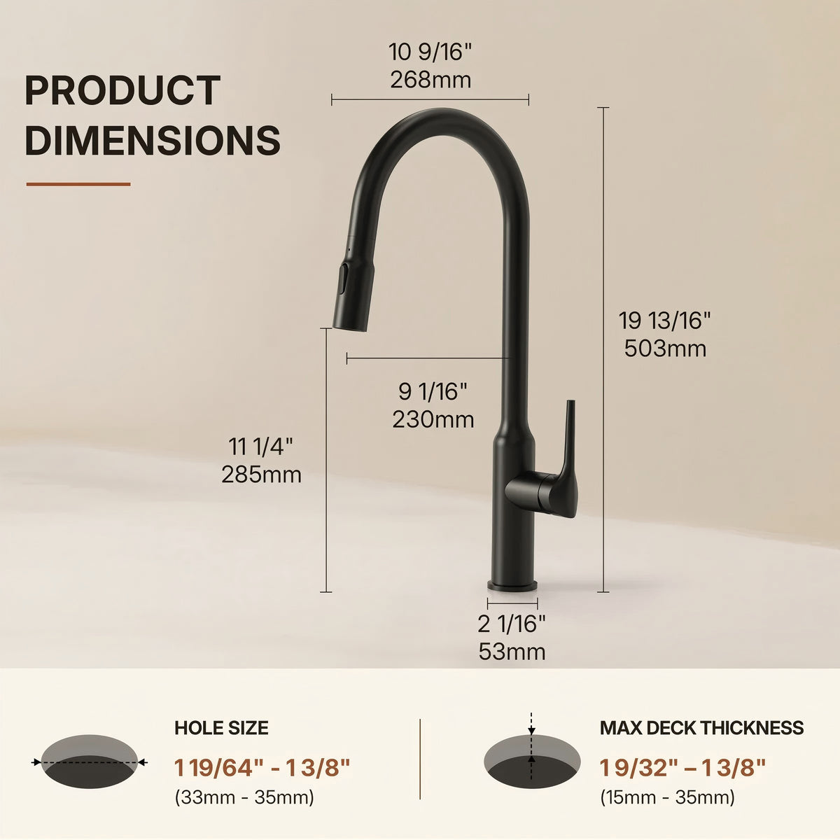 Dual-Function Single-Handle Pull-Down Kitchen Faucet with Swivel SpoutLP134-CF - Matte Black