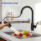 Dual-Function Single-Handle Pull-Down Kitchen Faucet with 360 Degree Swivel SpoutLP1067-CF - Matte Black