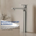 Single Hole Vessel Bathroom Faucet, Single Handle Bathroom Sink Faucet with Drain Assembly LP0096-YS - Brushed Nickel