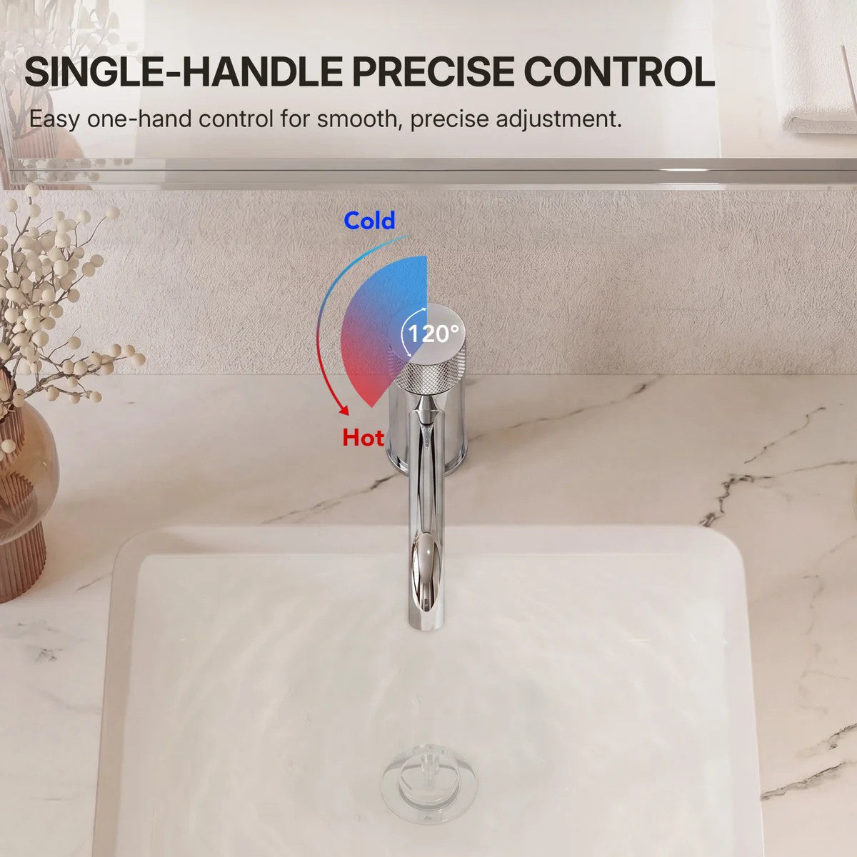 Single Hole Bathroom Faucet,Knob Single Handle Bathroom Sink Faucet with Drain Assembly LP0089-YS - Chrome